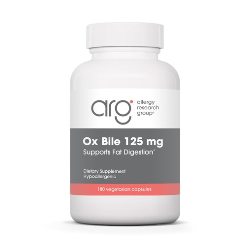 [BRSWIYIECIJWIHA5] ARG Ox Bile 125 mg – Supports Fat Digestion – Delivers 125 mg Concentrated Bile Salts per Serving – Hypoallergenic & Vegetarian – 180 Servings – 180 Vegicaps
