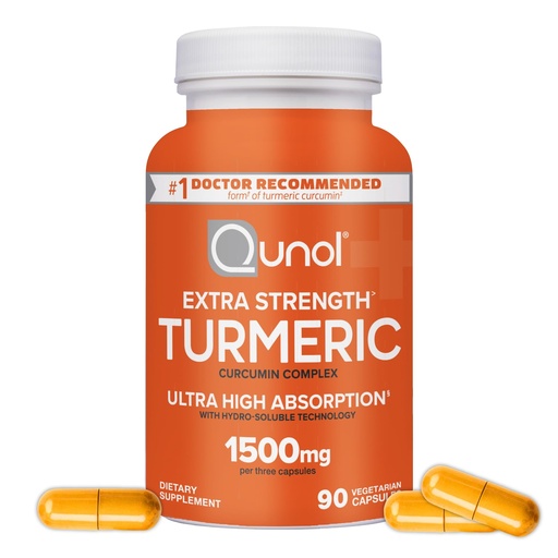 [BRSWYAQECMCAOEI3] Turmeric Curcumin Capsules, Qunol with Ultra High Absorption 1500mg, Joint Support, Dietary Supplement, Extra Strength, 90 Vegetarian Capsules