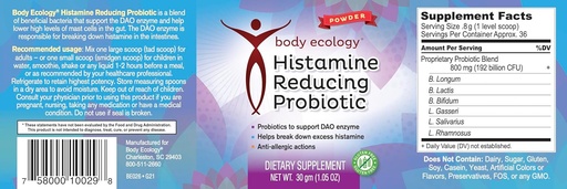 [BRSW2BQEDNYGAEIY] Body Ecology Histamine Reducing Probiotic | 다이어트 보충 | 분말 (30 그램)