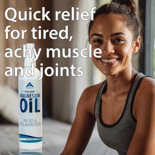 [BRSRA237CUORE3A7] Anderson Magnesium Oil Spray for Relief and Relaxation | 12oz Bottle | Topical Ionic Magnesium | Promotes Relaxation, Relief from Muscle Cramps | Made in The USA