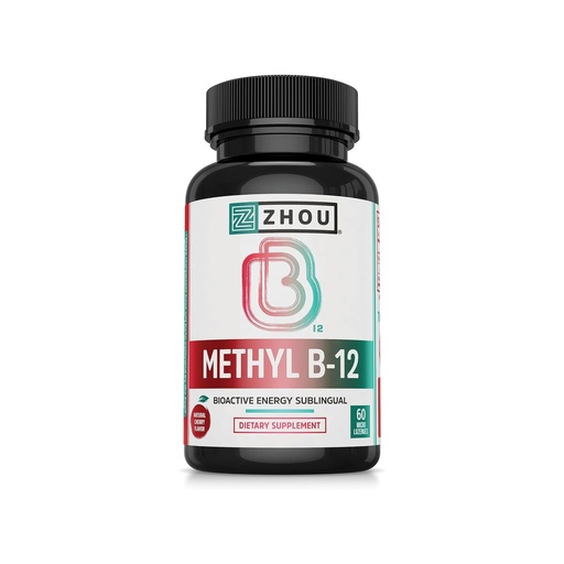 [BRSWG2Y7CAHAM3QY] Zhou Methyl B12 - Methyl B-12 Supplement for Women & Men, Vitamin B12 5000 mcg, Vegan Friendly, Cellular Energy and Nerve Function Support, Methylcobalamin - 60 Micro Lozenges