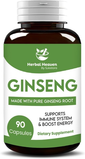 [BRSROGAQOJ6BO3TK] Urtehimlen Naturlig energi og fokus Ginseng kapsler 90 Tæl for Vitalitet og Wellness - 100% urteformel