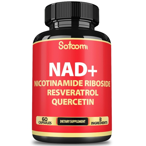 [BRSRAEI7DMFRYELJ] Satoomi NAD Supplement with Nicotinamide Riboside NR, Resveratrol, Quercetin - 60 Count - 30 Days