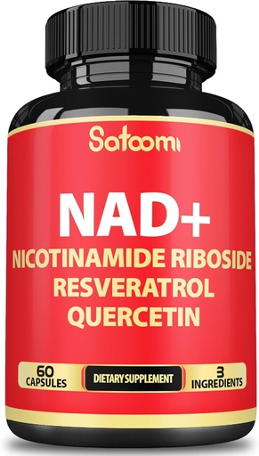 [BRSRAEI7DMFRYELJ] Satoomi NAD Supplement with Nicotinamide Riboside NR, Resveratrol, Quercetin - 60 Count - 30 Days