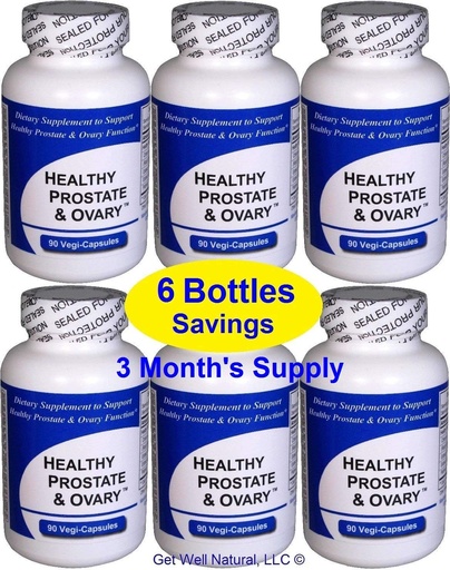 [BRSWIZIMCQOBQFTO] Healthy Prostate and Ovary (6 Bottles Contain a Total of 540 Capsules) - Concentrated Herbal Blend - with Crinum Latifolium, Vegan Kosher Caps. Prostate Herbs for Optimal Support*