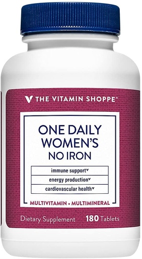 [BRSWIFI5CIOBS334] The Vitamin Shoppe One Daily Women's Multivitamin with No Iron, 2,000IU Vitamin D3, Multi-Mineral Supplement, Supports Energy Production, Supports Cardiovascular and Immune Health (180 Tablets)
