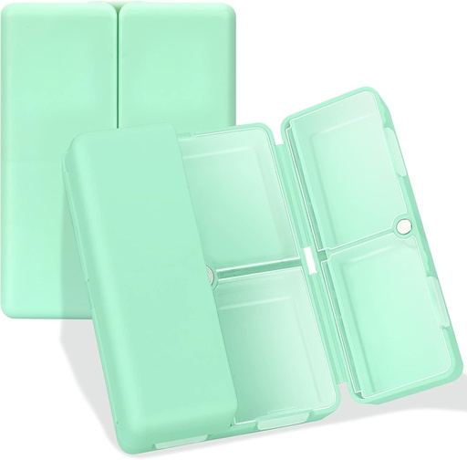 [BRSWYAANAECBYELK] FYY Daily Pill Organizer, 7 Compartments Portable Pill Case Travel Pill Organizer,[Folding Design] Pill Box for Purse Pocket to Hold Vitamins,Cod Liver Oil,Supplements and Medication-Green