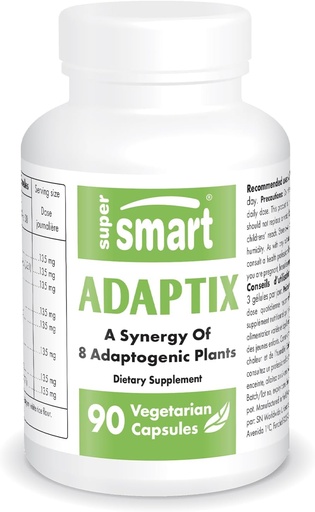 [BRSWIHQZBEBRWFYZ] Supersmart Adaptix (Advanced Formula) - 8-in-1 растителни екстракти - Адаптогенни билки с Ashwagandha, Astragalus, Ginseng, Reishi  по избор - 90 Вегетариански капсули