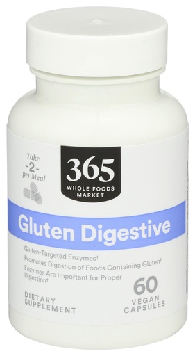 [BRSWGBLQOZYGA2DO] 365 by Whole Foods Market, Enzymes Gluten Digestive, 60 Count