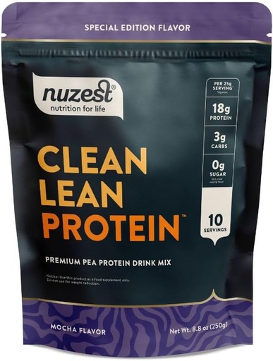 [BRSRAYIEO5YBEDQZ] Nuzest - Poudre de protéines de pois - Protéines propres, Poudre de protéines végétales premium, sans lait, sans gluten, sans OGM, sans protéines, Moka, 8,8 oz