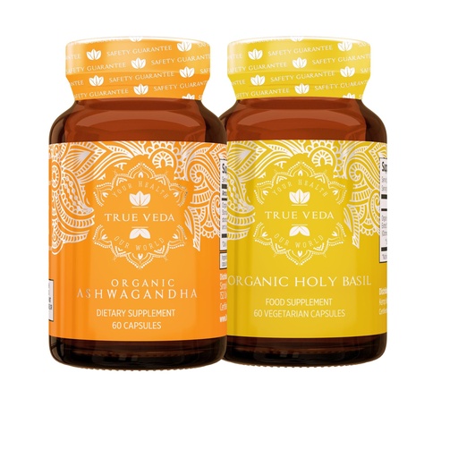 [BRSRAHY2BFYGO3DB] True Veda Mood Bundle | USDA Organic | Multi-Award-Winning | Organic Ashwagandha KSM-66® + Organic Holy Basil with Vitamin B6