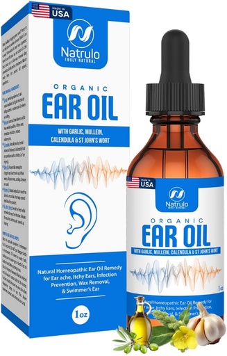 [BRSWYYD4AENAIFLF] Organic Ear Oil for Ear Infection - Natural Eardrops for Earache Prevention, Swimmer 's Equimmer & Wax Removal - Gyerekek, Felnőttek, Baby, & Dog Earache Remedy - Mullein, Fokhagyma, Calendula Made in USA