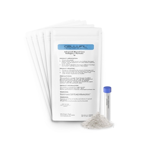 [BRSRAAYNDEBQYDYV] Cellufil Collagen Particles for Advanced Wound Care - 10 Vials - 100% Non-Hydrolyzed Bovine Collagen for Tissue Regeneration, First Aid & Minor Bleeding