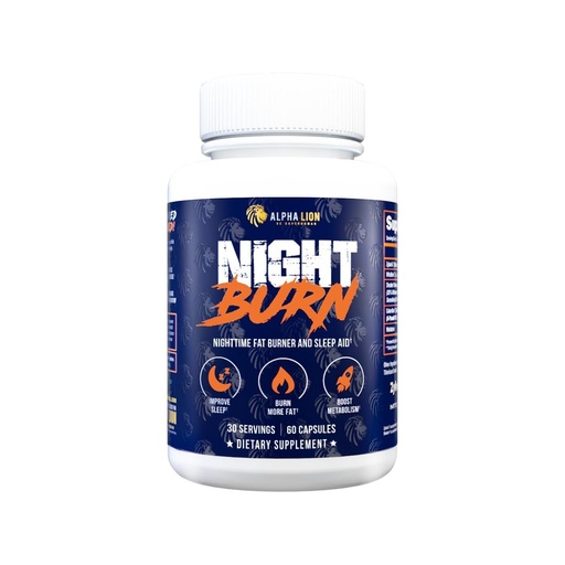 [BRSROBQHDEIRUHLU] ALPHA LION Night Burn, Metabolism Booster for Weight Loss, Less Body Fat, More Muscle, Promotes Lean Body, Calorie Burning Supplement, Relax Better, Promote Healthy Cortisol (60 Capsules)