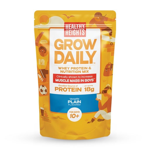 [BRSW2FQHAR5GGCA2] Healthy Heights Grow Daily Kids Protein Drink Mix (Plain) - High Protein Shake for Boys 10+, 21.6 oz
