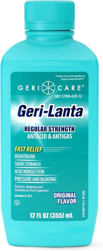 [BRSWIHT3PMJWAAL2] Antiácido Líquido Geri-Lanta e Antigás Por GeriCare, Redutor de Ácido de Força Regular Para Azia, Estômago Azedo, Indigestão ácida, Pressão e Bloating, Alivio de Indigestão de Gás Oral