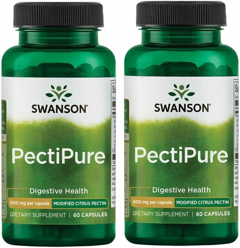 [BRSWGZIDOEAQIFDD] Swanson PectiPure Modified Citrus Pectin-Supports Digestive Health and Cellular Health-Delivers Minimum of 82% Galacturonic Acid-Natural Wellness Supplement (60 Capsules, 600mg Each) 2 Pack