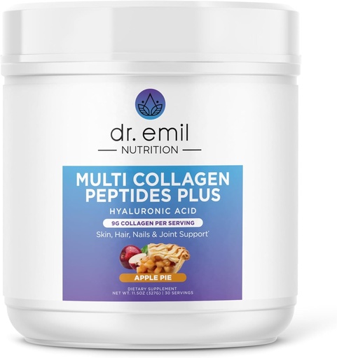 [BRSRAGI7PJ6GMD34] DR. EMIL NUTRITION Multi Collagen Peptides Plus - Apple Pie Flavor | 9g Collagen + Hyaluronic Acid | Skin, Hair, Nails & Joint Support | Paleo & Keto-Friendly, Non-GMO, 11.3 oz