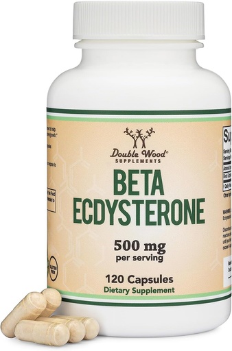 [BRSW2AQKOAMWMELD] Beta Ecdysterone Supplement - 500mg Per Servering (120 kapslar, 60 portioner) Kraftfull växt anabola för att stödja Mäns hälsa (icke-GMO och Glutenfri) av Double Wood