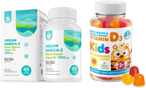 [BRSW2CA7AUFRYCY2] DR. MORITZ Vitamin D Gummies for Kids & Adults and Vegan Omega 3 Softgels