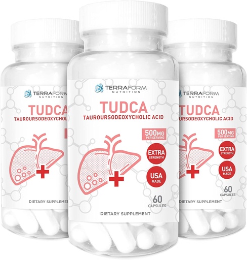 [BRSRMGD2OV5RQ3DG] 3 Pack) Terraform Pure TUDCA (Tauroursodeoxycholic Acid) - 500mg Per Serving - Pure Liver Support &quot; Health - 60 Capsules