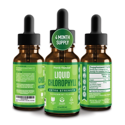 [BRSW2ZQ7OJYQ42A2] Premium Chlorophyll Liquid Drops - 100% Natural & Gluten Free Liquid Chlorophyll - Non GMO, 118 Servings
