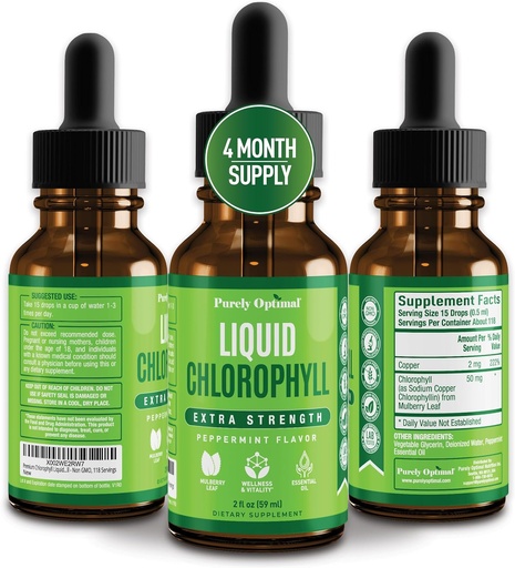 [BRSW2ZQ7OJYQ42A2] Premium Chlorophyll Liquid drops - 100% Natural " Gluten Free Liquid Chlorophyll - Non GMO, 118 Servings