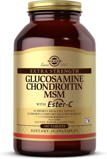 [BRSWIYL2OINQIE32] Solgar Extra Strength Glucosamine Chondroitin MSM w/ Ester-C, 180 Tablets - Promotes Healthy Joints, Supports Comfortable Movement & Collagen Formation - Non-GMO, Gluten No, Dairy No - 60 Servings