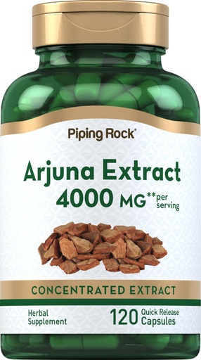 [BRSRMAADCMFGM23F] Piping Rock Arjuna Extract | 120 Capsules | from Arjuna Bark Herb | Concentrated Herbal Supplement | Non-GMO, Gluten Free