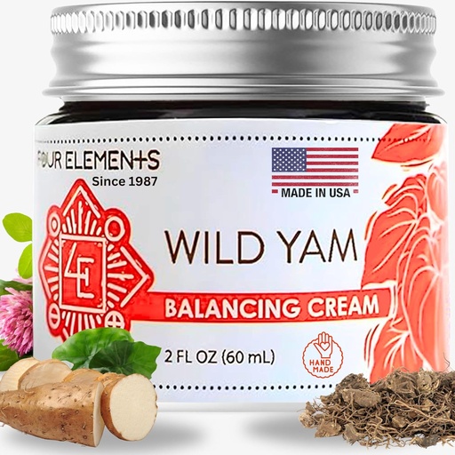 [BRSWK2QADF6GCG3A] Four Elements 4E Wild Yam Balancing Cream, 2 OZ - 1st Place Winner at the 2023 International Herb Symposium for Creams and Salves! Proudly Farmed, Crafted and Packaged in WI, USA.