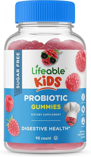 [BRSRMBA2C56RO3A2] Lifeable Sugar Free Probiotics for Kids – Great Tasting Natural Flavor Gummy Supplement Chewable – GMO Free, Vegetarian, Gluten Free – for Gut Health and Immune Support – for Children – 90 Gummies