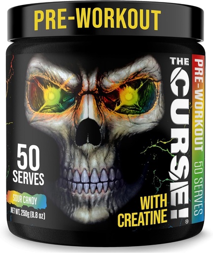 [BRSROGICOQIB4CA2] JNX SPORTS The Curse! Pre Workout Powder for Men & Women, Caffeine, Beta-Alanine, Creatine, L-Citrulline, 50 Servings, Sour Candy Flavor – Boost Energy, Strength & Focus