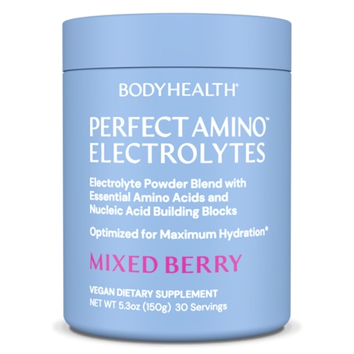 [BRSRMHALDEIAG3TF] BodyHealth PerfectAmino Electrolytes Powder No Sugar, Keto Sugar Free Fasting Electrolytes Drink Mix, Hydration Powder with Trace Minerals - Mixed Berry - 30 Servings