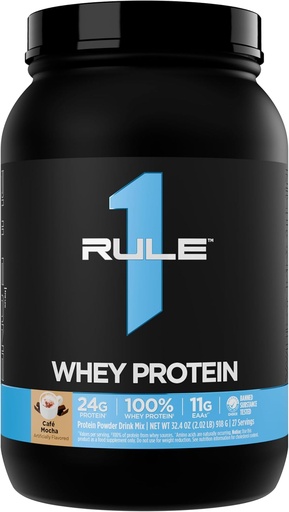 [BRSW2BAECMOR423P] Rule 1 Whey Protein – 24g Fast-Acting Protein from All-Whey Sources with Naturally Occurring EAAs & BCAAs for Workout Recovery or Anytime Use (2 Pounds*, Café Mocha)