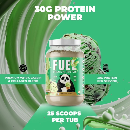 [BRSROHT3BZ4BG2TO] Podzemné Bio Labs Panda Fuel Premium Protein Whey,Hydrolyzed Collagen,Casein,Probiotiká, Enzymes, Keto Friendly,Time Release, 25 Servings (2.5 libra, Mint čokoláda zmrzlina)
