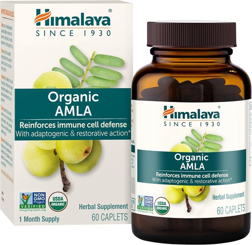 [BRSWIY3YDJ6WOAD6] Himalaia Organic Amla - Herbal Immune Support Supplement con adaptadoróxeno e antioxidante - USDA Organic, Vegan, Non-GMO, Gluten Free, 600 mg, 60 Caplets
