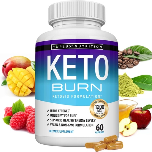 [BRSWGGL6AV6BM2TX] Toplux Keto Burn Pills Ketosis Weight Loss - 1200 Mg Ultra Advanced Natural Ketogenic Fat Burner Using Ketone Diet for Men Women 60 Capsules Supplement