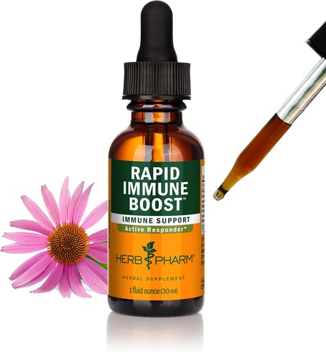 [BRSWIYYMPMCWIALE] Herb Pharm Organic Rapid Immune Boost: Tintura de absorción rápida para adultos, Tintura Echinacea con Goldenseal, Ginger Extract & Elderberry, Immune Support & Wellness Aid, 1 Oz