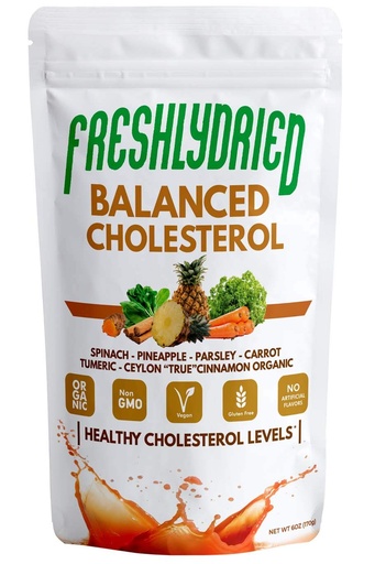 [BRSWG2QBAR5AYAYY] FreshlyDried Balanced Cholesterol Powder - Supports Healthy Cholesterol Levels - w/Tumeric, Ceylon True Cinnamon, Spinach, Parsley, Pineapple - Vegan-Friendly – 17 Servings – 6 Ounces