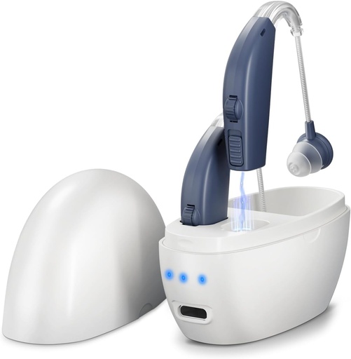 [BRSRAAARDMGRS332] Hearing Aids Rechargeable (Pair), Hearing Amplifier for Seniors & Adults, OTC Behind-The-Ear BTE Hearing Aid, Digital PSAP Personal Sound Amplification, Volume Control & Noise Cancellation