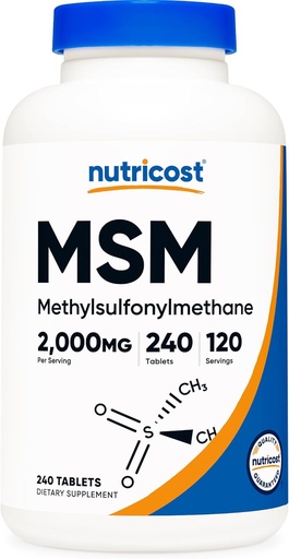 [BRSW2BDYCUBQAHTP] Nutricost MSM Tablets (Methylsulfonylmethane) 2000mg Per Serving, 120 Servings, 240 Tablets - Non-GMO and Gluten Free