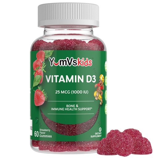 [BRSWI2T2PMAQKE3I] YUM-V's Chewable Vitamin D Gummies for Kids - Vitamin D 1000 IU - Vitamin D3 Gummies - Kids Vit D3 Dietary Supplements - Children's Vitamin D3 1000IU - Bone Health & Immune Support (60 Count)