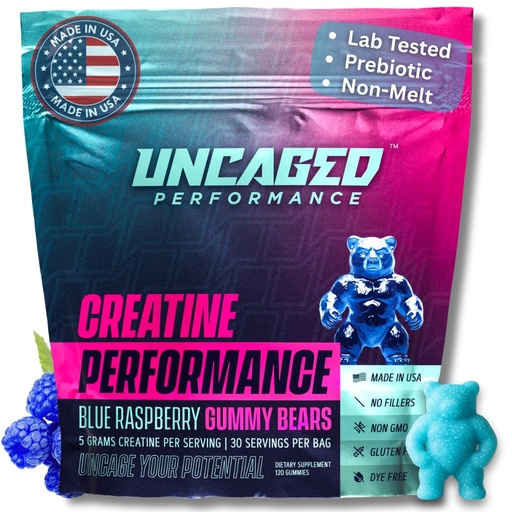 [BRSRAHT7AR6GG3Q2] Creatine Monohydrate Gummies 5g with Prebiotic Fiber for Muscle Growth & Strength, 30 Servings, Blue Raspberry - Lab Tested - 5000mg Premium All Natural