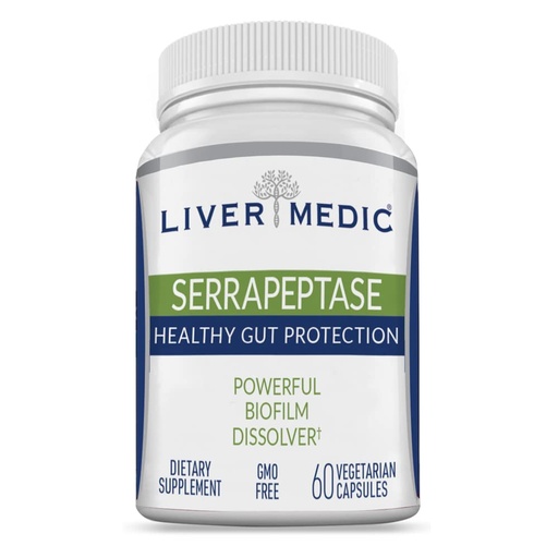[BRSWIATRA55GG33E] Serrapeptase Pure Digestive Proteolytic Enzymes Enteric Coated Premium Healthy Gut Protection and Vegan Liver Support Supplement for Sinus, Respiratory and Gut Health NonGMO (60 Caps)