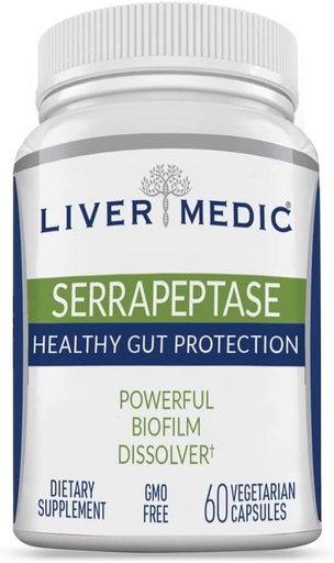 [BRSWIATRA55GG33E] Serrapeptase Pure Digestive Proteolytic Enzymes Enteric Coated Premium Healthy Gut Protection and Vegan Liver Support Supplement for Sinus, Respiratory and Gut Health NonGMO (60 Caps)