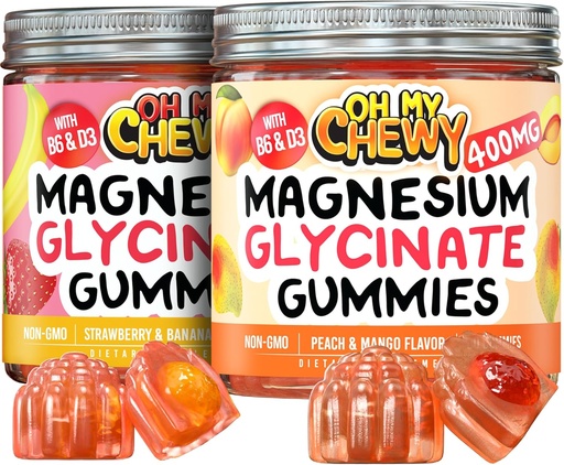 [BRSRAZILCQIWG2DF] Magnesium Gummies Bundle – 2 Bottles (60 Each) – Strawberry Banana & Peach Mango