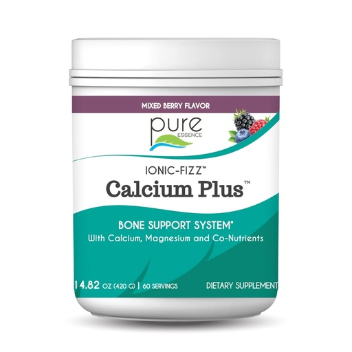 [BRSWIZTRBANAKH3C] Ionic Fizz Calcium Plus by Pure Essence - Perfect Calcium/Magnesium Ratio with Vitamin A, B, C, D and Potassium Strong Bones - Mixed Berry - 14.82 oz