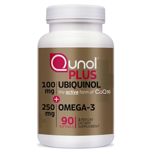[BRSWGAAHOUPGACQ7] Qunol Plus Ubiquinol CoQ10 100mg with Omega 3 Fish Oil 250mg, Extra Strength Antioxidant Supplement, 90 Count