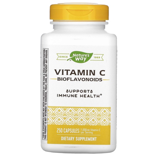 [BRSWIYT3OMAQKH3Y] Nature's Way Vitamin C with Bioflavonoids, Immune Support*, High Potency Vitamin C per 2-Capsule Serving, Promotes Collagen*, 1,000 mg per 2-Capsule Serving, 250 Capsules (Packaging May Vary)