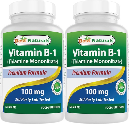 [BRSW2ATQDJ6B4CTL] Nejlepší naturals Vitamin B1 jako thiamin Mononitrát 100 mg 120 tablet (120 Počet (balení po 2))